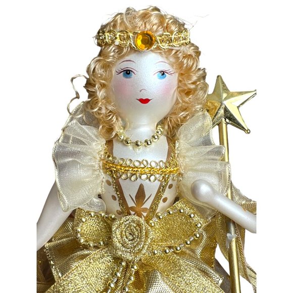 Vtg SOFFIERIA DE CARLINI Handblown Glass Gold Angel Tree Topper Wand Curls Italy - Picture 4 of 15
